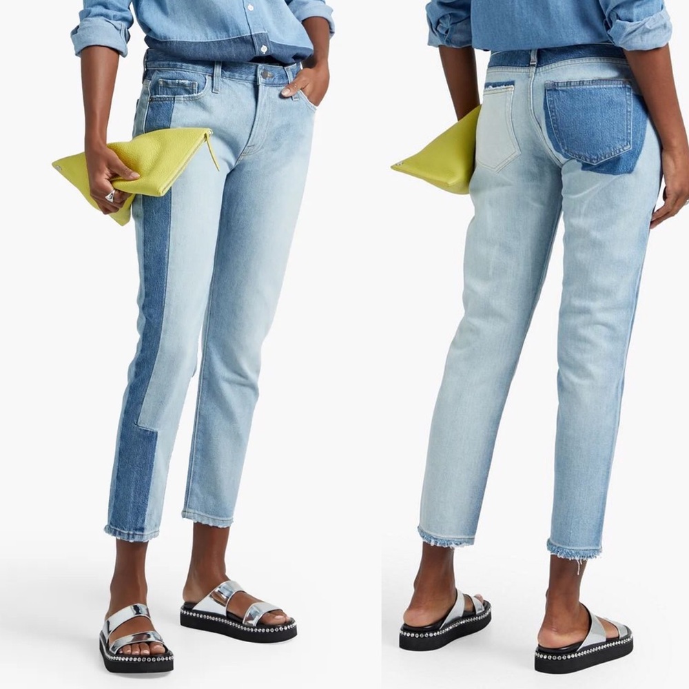 NWT FRAME Le Garçon Unmatched Dinsmore Mix Jeans